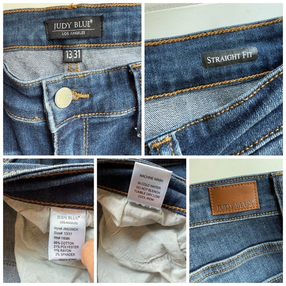 Judy Blue Dahlia Denim Straight Leg Jeans Blue Size 13/31 #JB82356DK Mid rise - Picture 7 of 9
